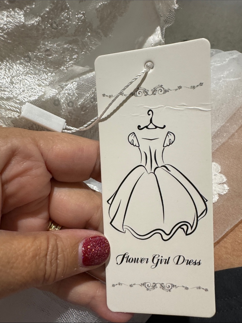 White Lace Appliqué Flower Girl Dress - Picture 4 of 4